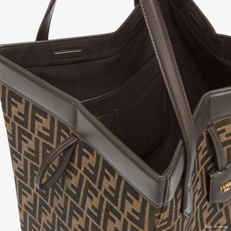 Cheap HOT FF Fendi Large Fabric Origami In Motif Brown Bag 0811